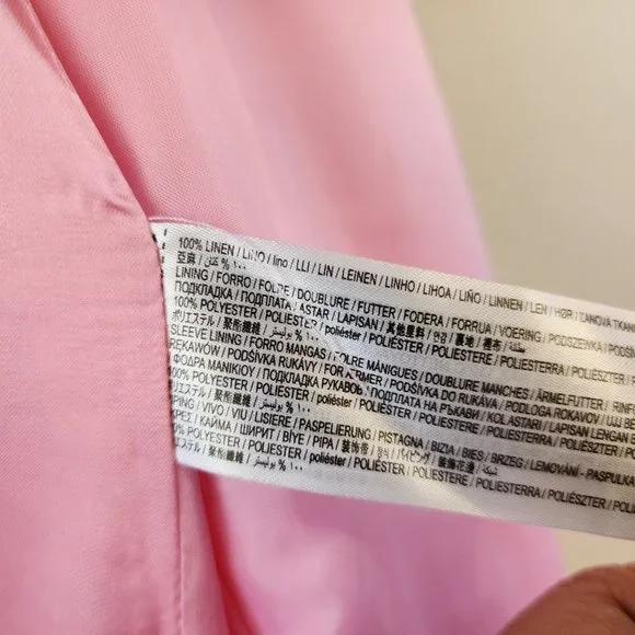 MNG by Mango Women Blazer Suit 100 Linen, Line, 1 botton front, Pockets, Lined - Picture 12 of 15